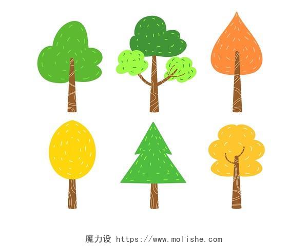 卡通树造型套图312植树节元素绿色psd素材